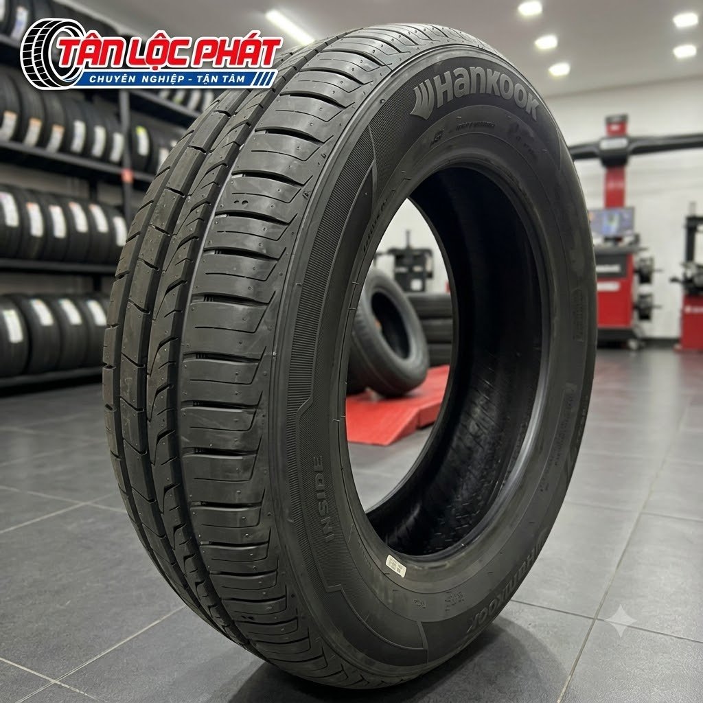 Góc nghiêng mặt hoa gai bất đối xứng và hông lốp Hankook 145/70R13 Kinergy Eco2 K435