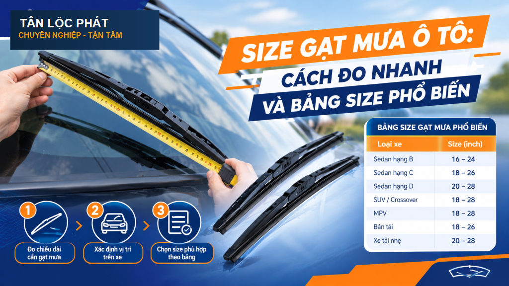 Size Gạt Mưa Ô Tô: Cách Đo Nhanh Tại Nhà & Bảng Tra Cứu Size Chuẩn